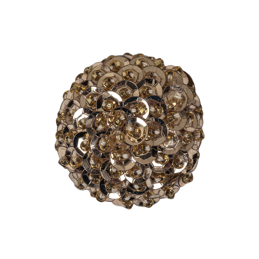 Vintage Gold Domed Sequined and Beaded Shank Back Button - 40L/25.5mm - Joann Fabrics