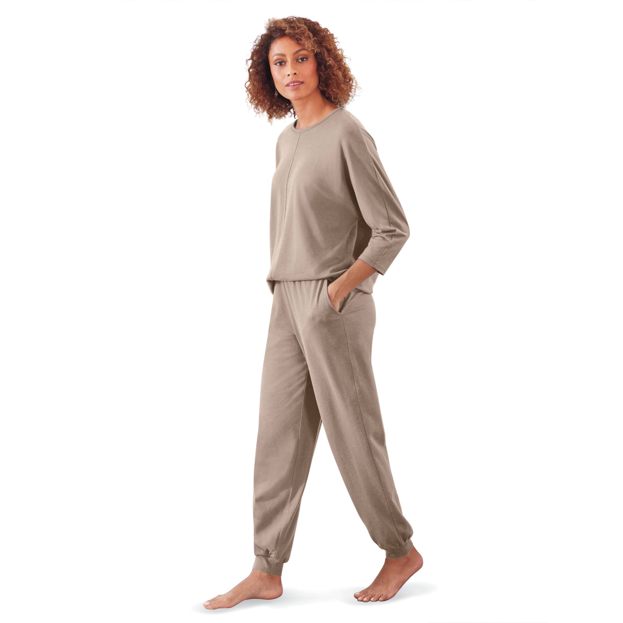 Supersoft Bamboo Lounge Set with 3/4-Sleeve Top, Jogger Pants - Northstyle Catalog