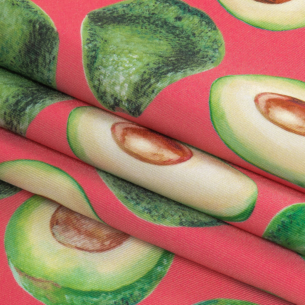 Compression Swimwear Tricot, UV Protective with Aloe Vera Microcapsules - Candy Kiss Pink Avocados - Caye Collection - Joann Fabrics