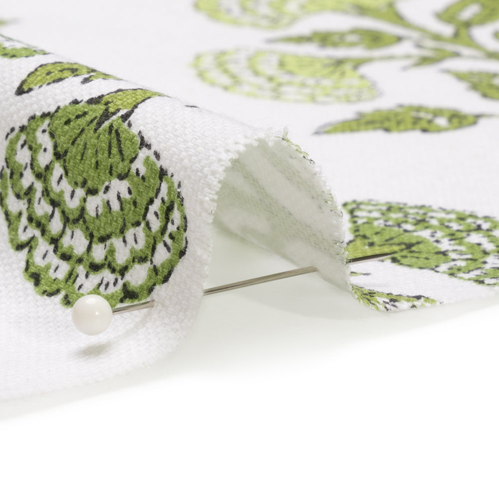 Green and White Classic Floral Printed Cotton Canvas - Joann Fabrics