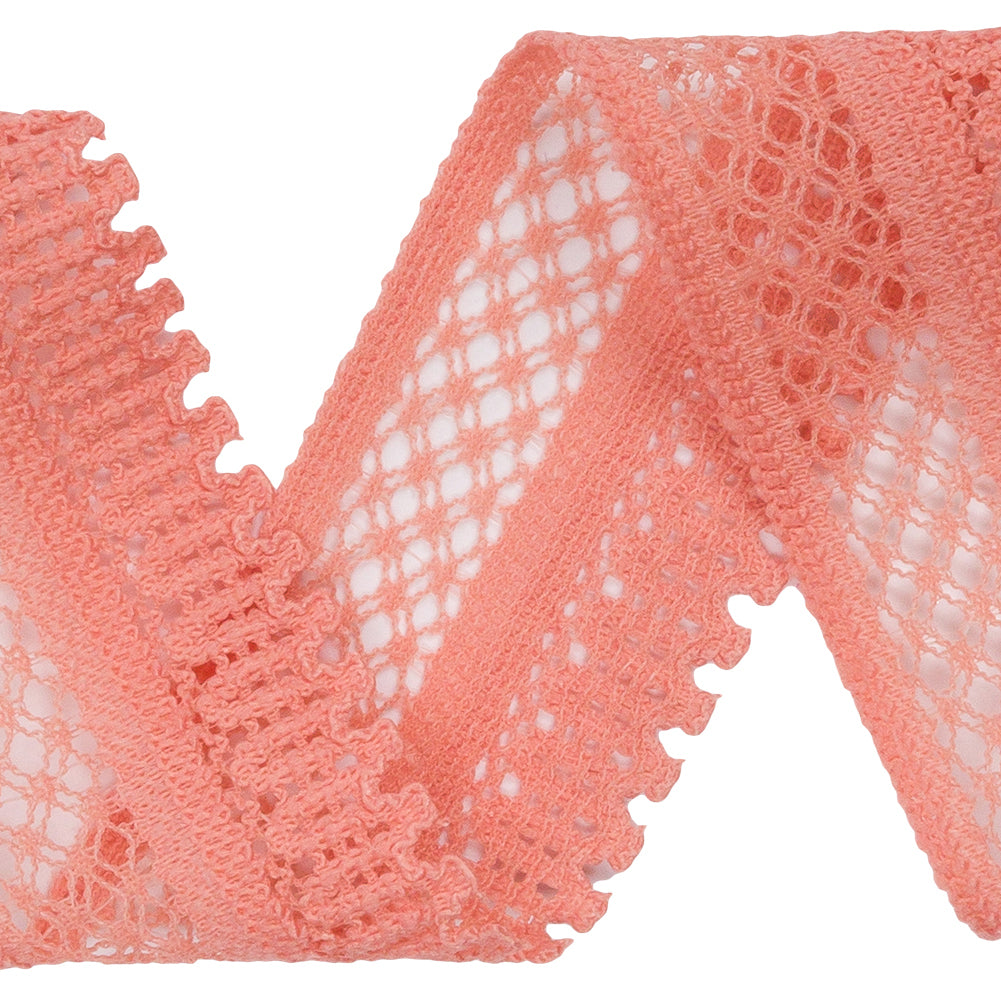 Coral Latticework and Scallops Stretch Lace Trim - 1