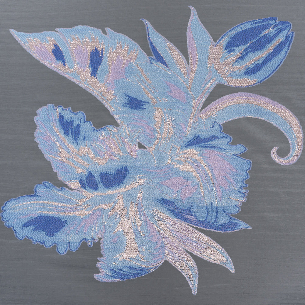 Metallic Luxury Burnout Brocade Panel - Sky Blue and Lilac Painterly Lily - Joann Fabrics