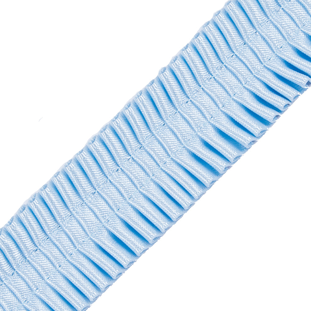 Italian Sky Blue Deep Knife Pleated Trimming - 1