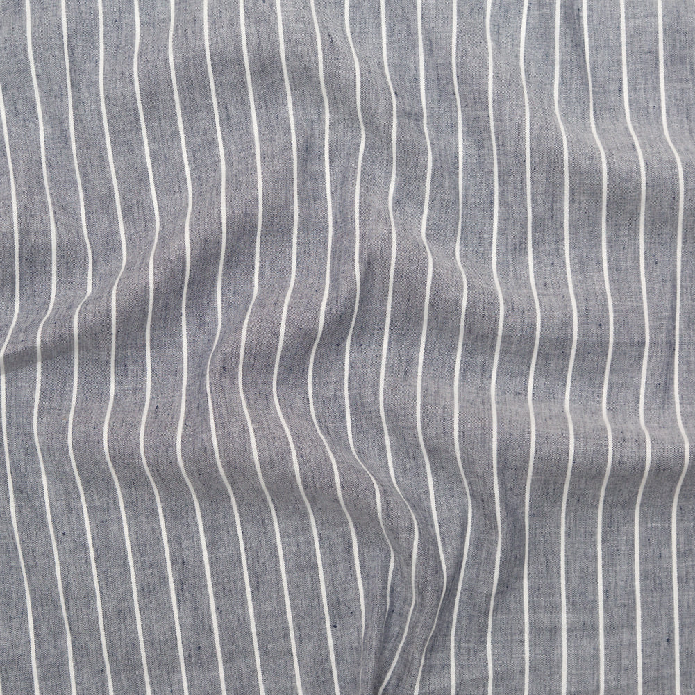 Stretch Linen - Metallic Silver and White Stripes on Indigo - Lindasol Collection - Joann Fabrics