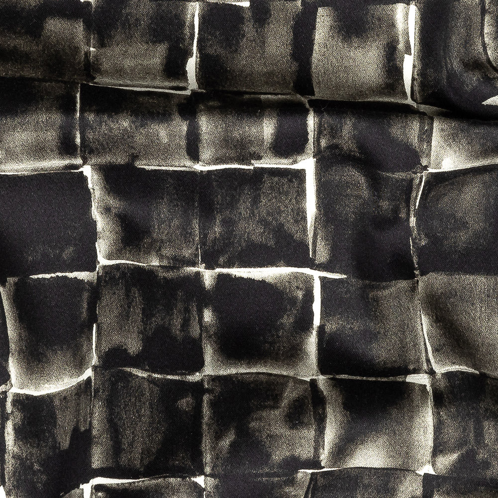 Stretch Cotton Sateen - Gray Painted Squares - Haunted Blocks Print - Mood Exclusive Twilight Collection - Joann Fabrics