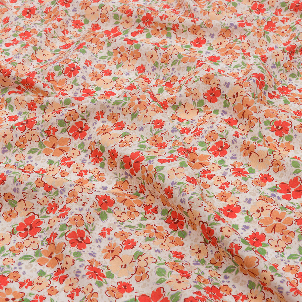 Cotton Poplin - Cream and Peach Floral - Poppy Hypnosis Print - Mood Exclusive Secret Garden Collection - Joann Fabrics