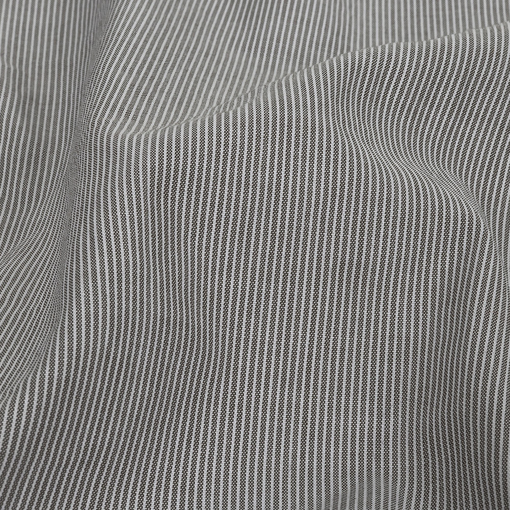 Gray and Tofu Hairline Stripe Stretch Cotton Shirting - Joann Fabrics