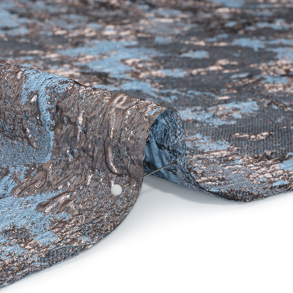 Sky Blue and Rose Gold Luxury Abstract Metallic Brocade - Joann Fabrics