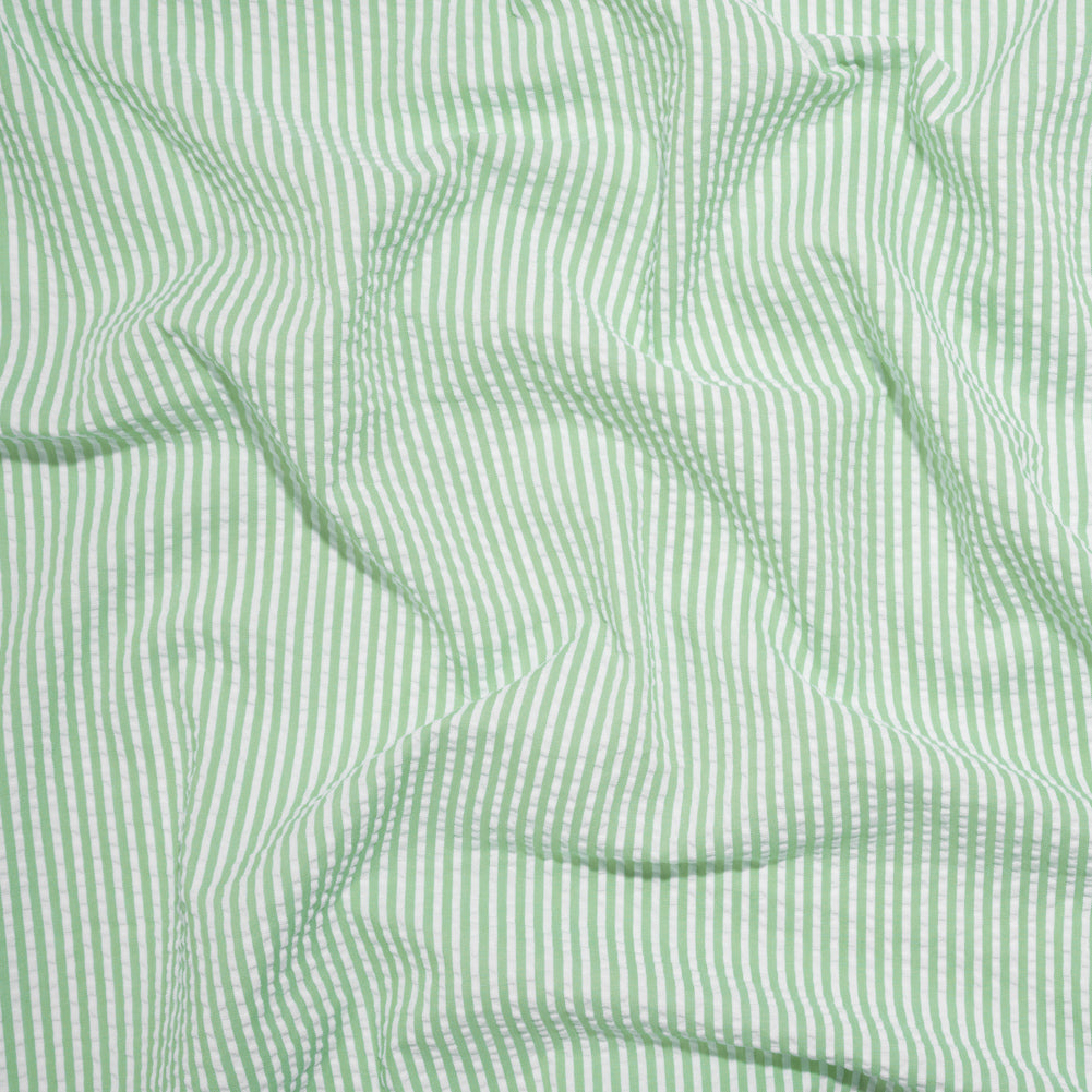 Polyester and Cotton Seersucker - Green and White Candy Stripes - Wylie Collection - Joann Fabrics