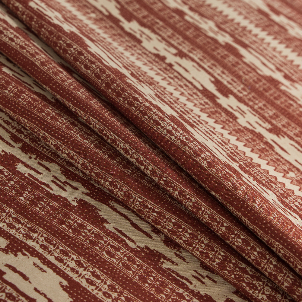 Ruby Wine and Safari Beige Tribal Printed Cotton Woven - Joann Fabrics
