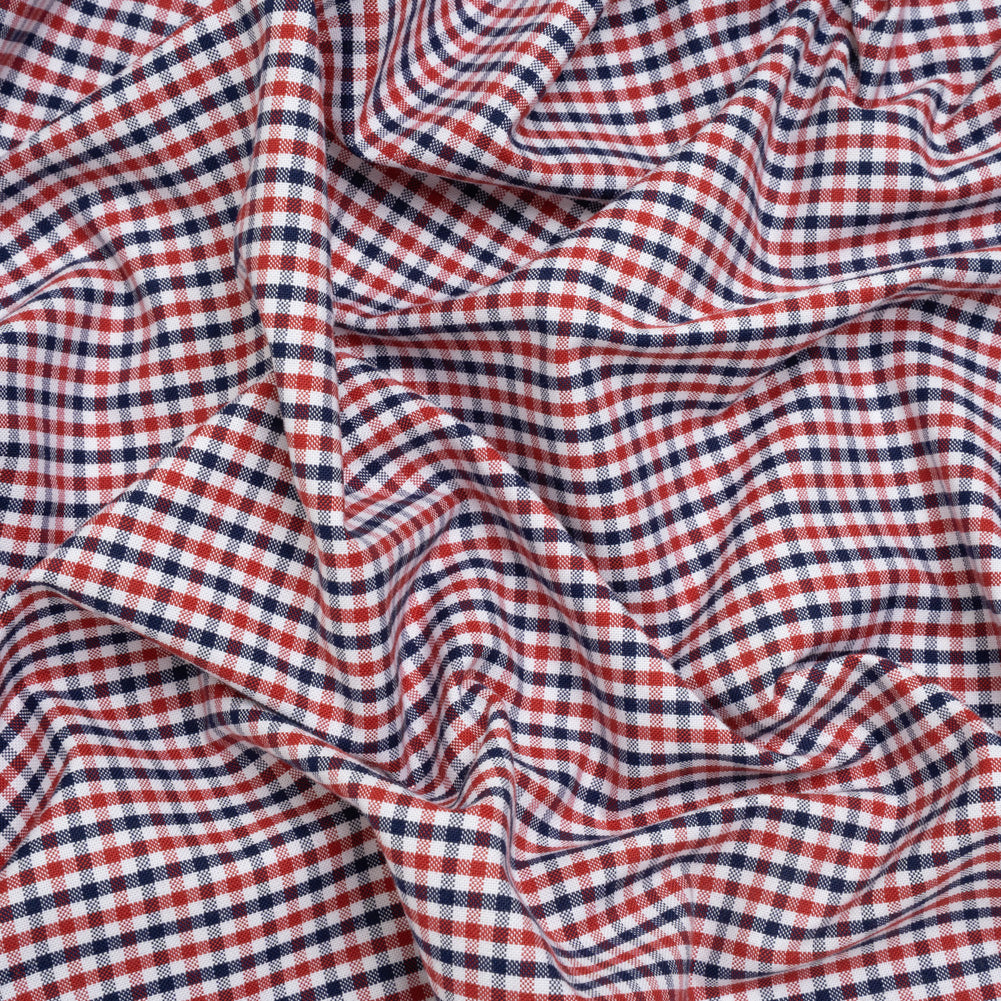 Cotton Oxford Shirting - Red, Navy and White Tattersall Check - Deadstock - Joann Fabrics