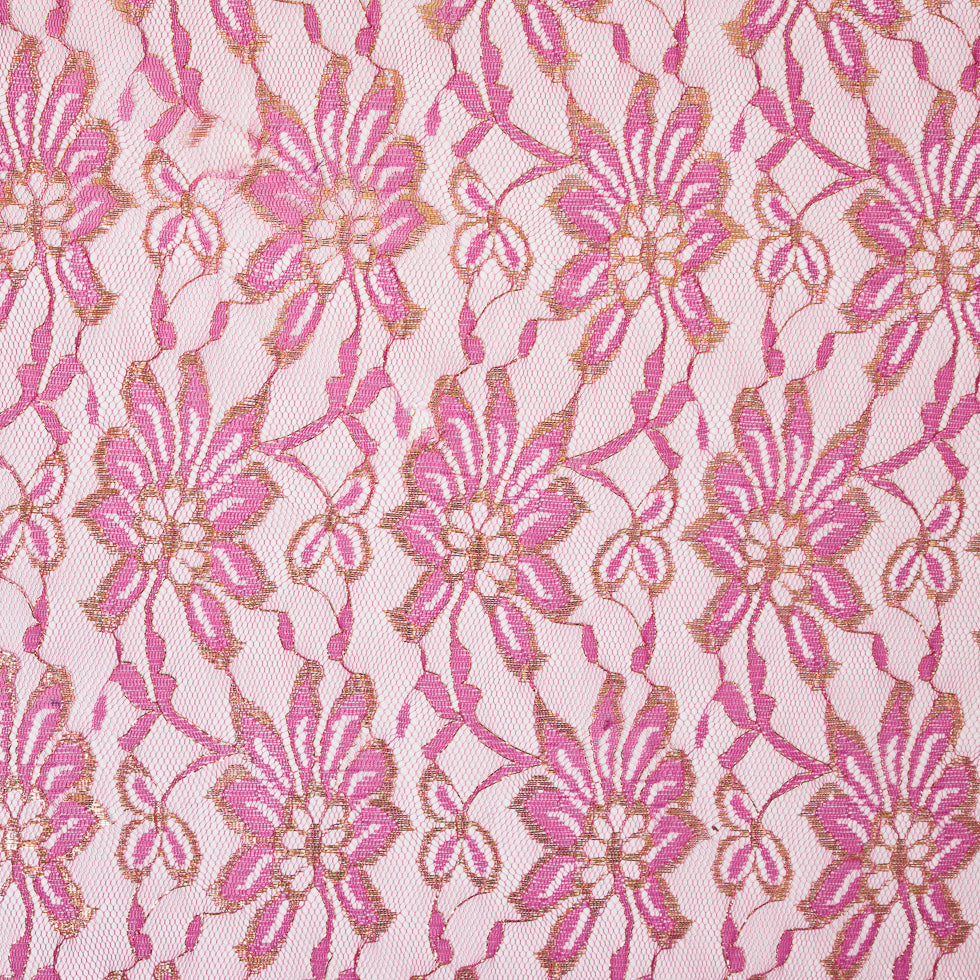 MetallicGold/Pink Fine Floral Lace w/ Scalloped Edges - Joann Fabrics