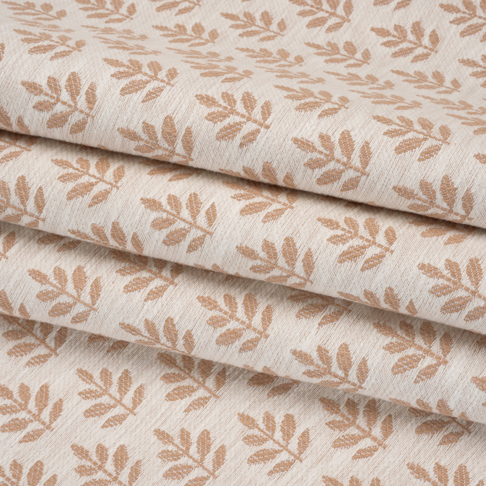 Polyester and Cotton Twill Jacquard - Dusky Pink Lines of Leaves - British Imported - Joann Fabrics