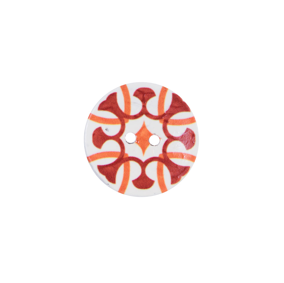 Italian Red, Orange and White Coconut Button - 24L/15mm - Joann Fabrics