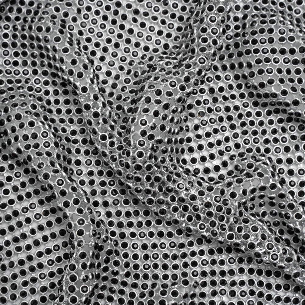Rhinestone Aluminum Chainmail Fabric Panel, 4mm - Silver and Jet Black- Astraia Collection - Joann Fabrics