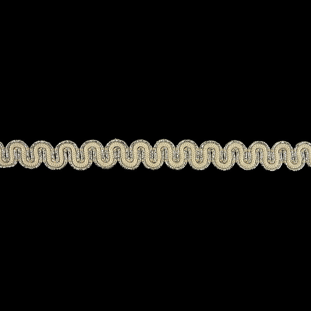 Sugar Swizzle and Metallic Silver Waves Gimp Braided Trim - 0.5