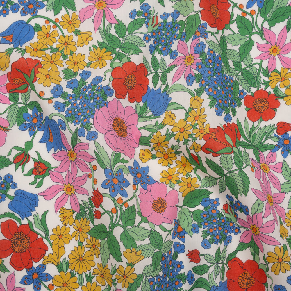 Liberty Fabrics Tana Lawn® - Clarabell Multi Bright - Red, Blue and Yellow Floral - Joann Fabrics