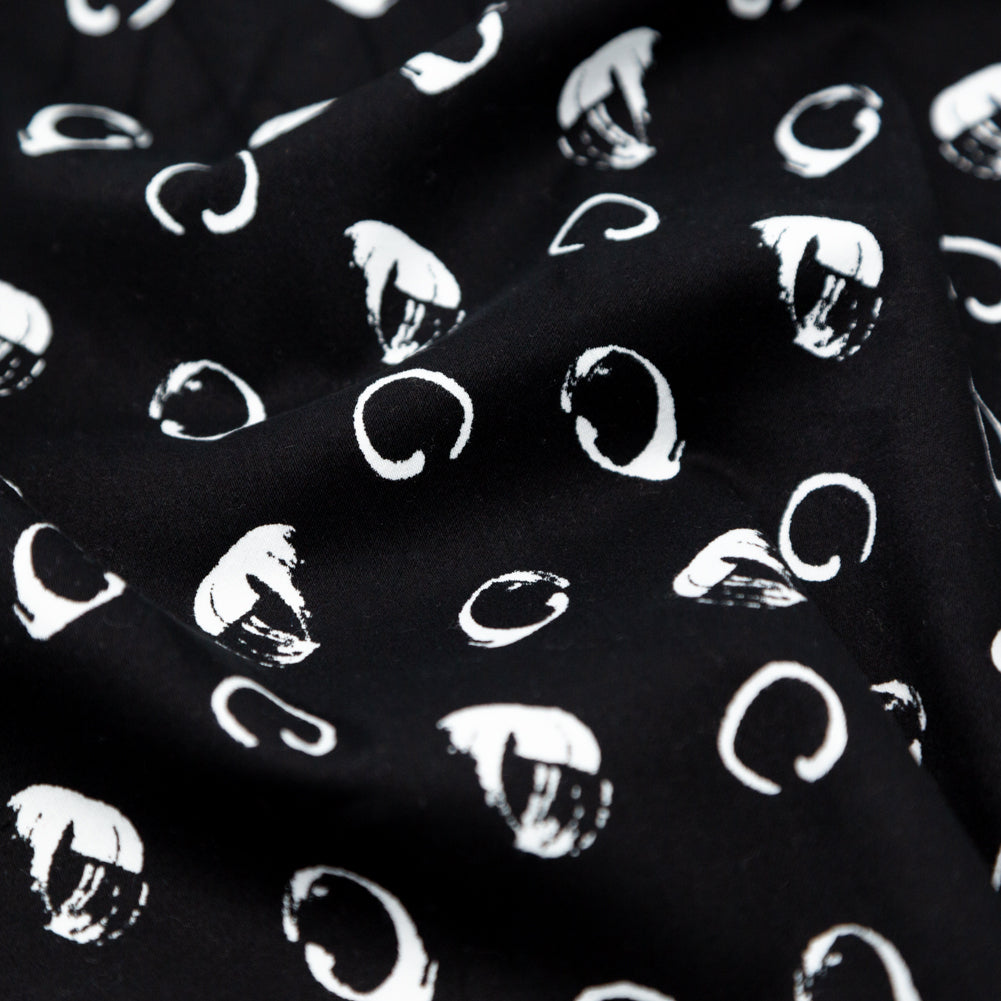 Italian Black and White Printed Stretch Brushed Cotton Twill - Joann Fabrics