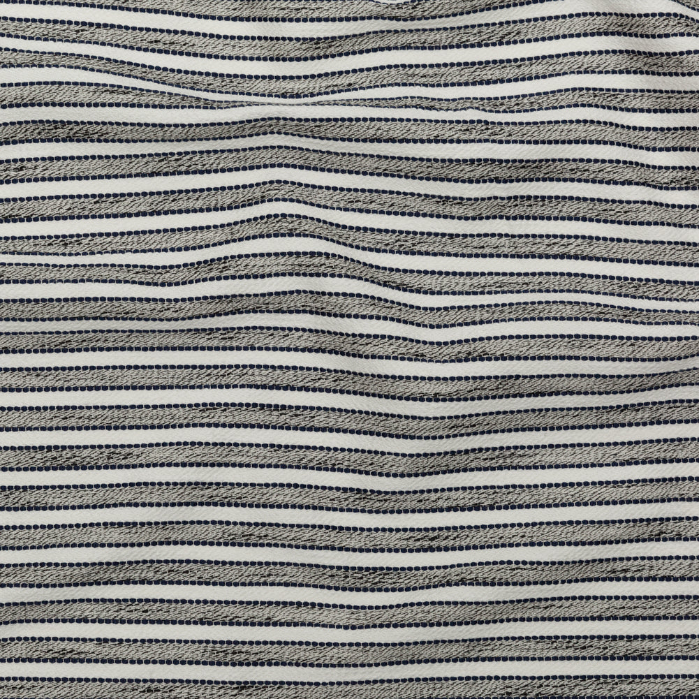 Coconut Milk and Peacoat Striped Cotton Tweed - Joann Fabrics
