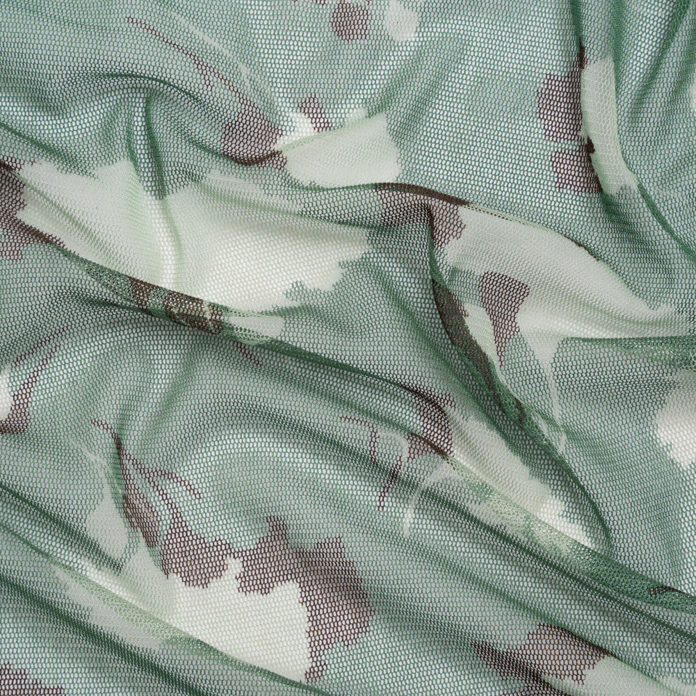 Floral Shadows Silk Tulle - Green, White and Black - Joann Fabrics
