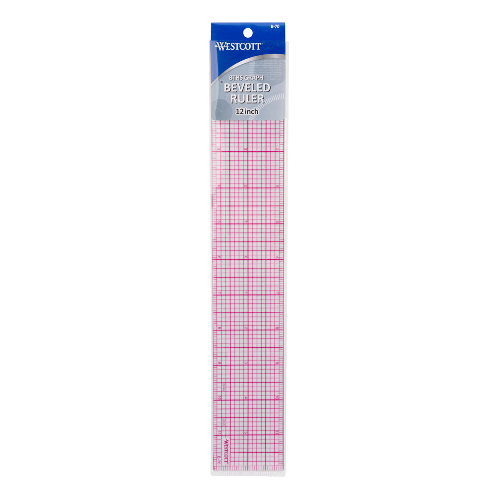 Westcott 8ths Graph Beveled Plastic Ruler - 12