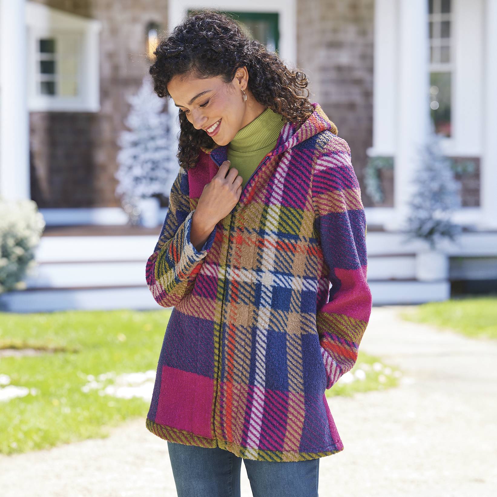 Plaid Hooded Jacket, Zip Front, Side-Seam Pockets - Northstyle Catalog