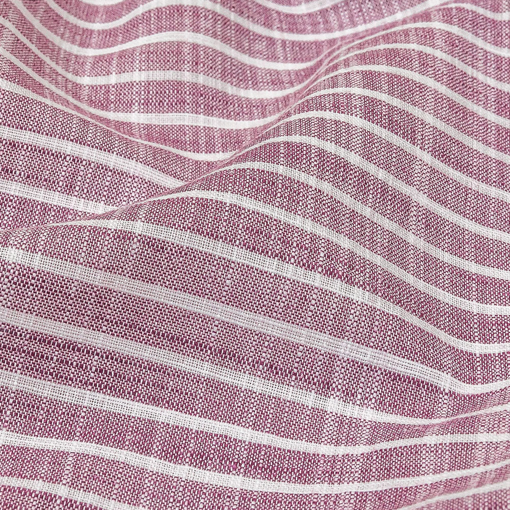 Amaranth and White Striped Slubbed Cotton and Polyester Woven - Joann Fabrics