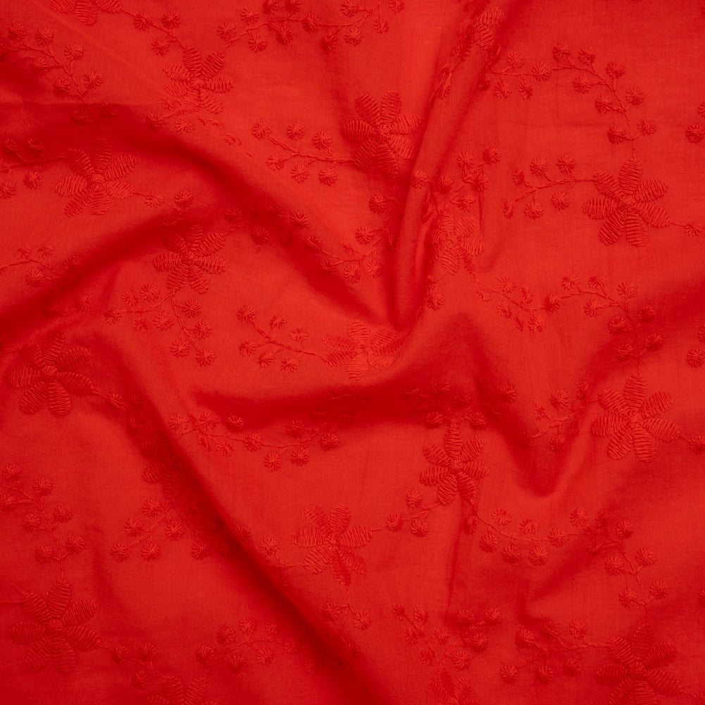 Embroidered Eyelet Cotton Voile - Red Flowers on Branches - Naomi Collection - Joann Fabrics