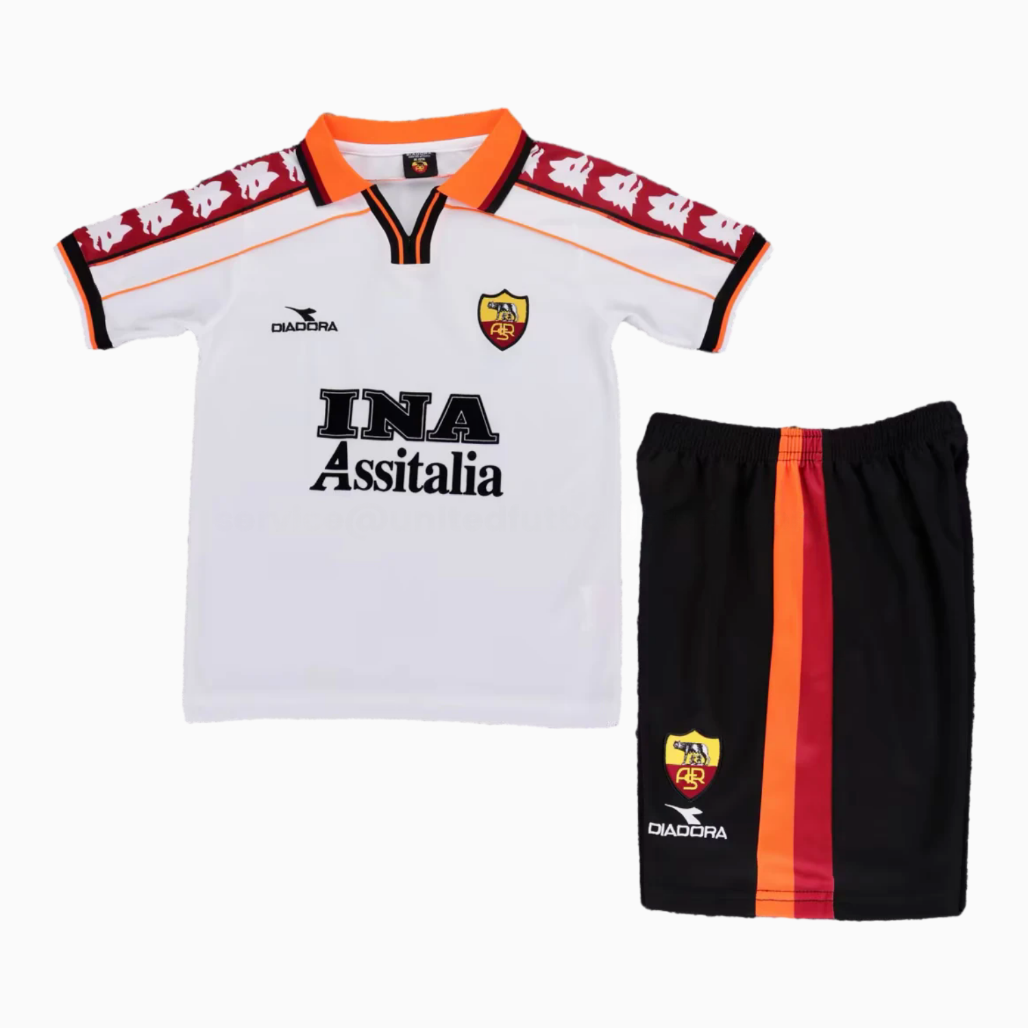Retro Roma 1998-99 Away Kids Kit - UnitedFutballJersey