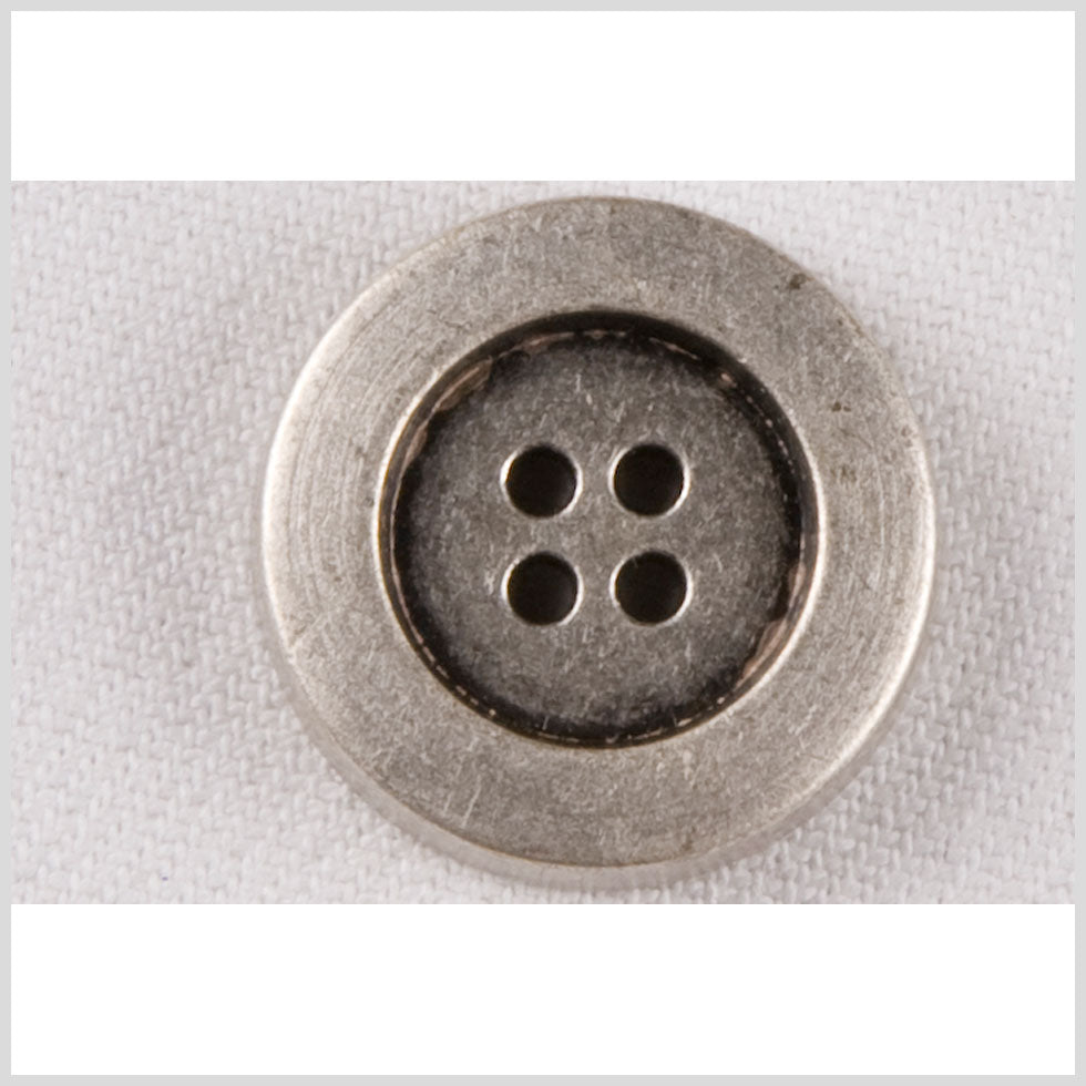 Silver 4-Hole Metal Coat Button with Dropped Core and Flat Rim - 36L/23mm - Joann Fabrics