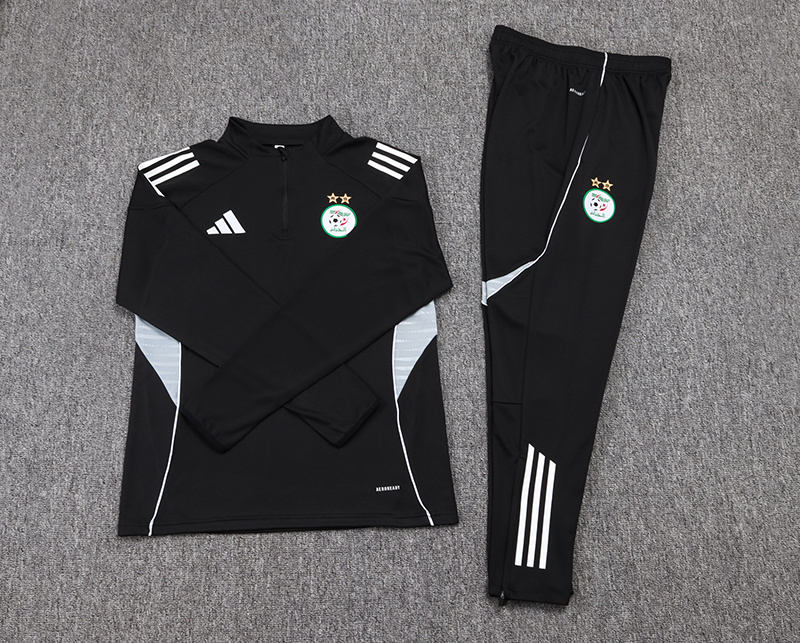 2025/2026 Algeria National Team Half-Pull Training Suit Black Shirt 1:1 Thai Quality Set