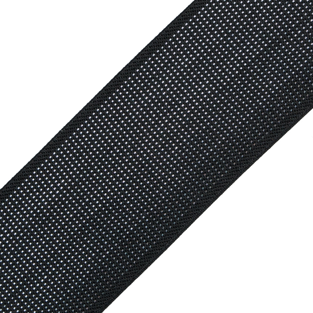 Italian Metallic Silver and Black Elastic - 1.75
