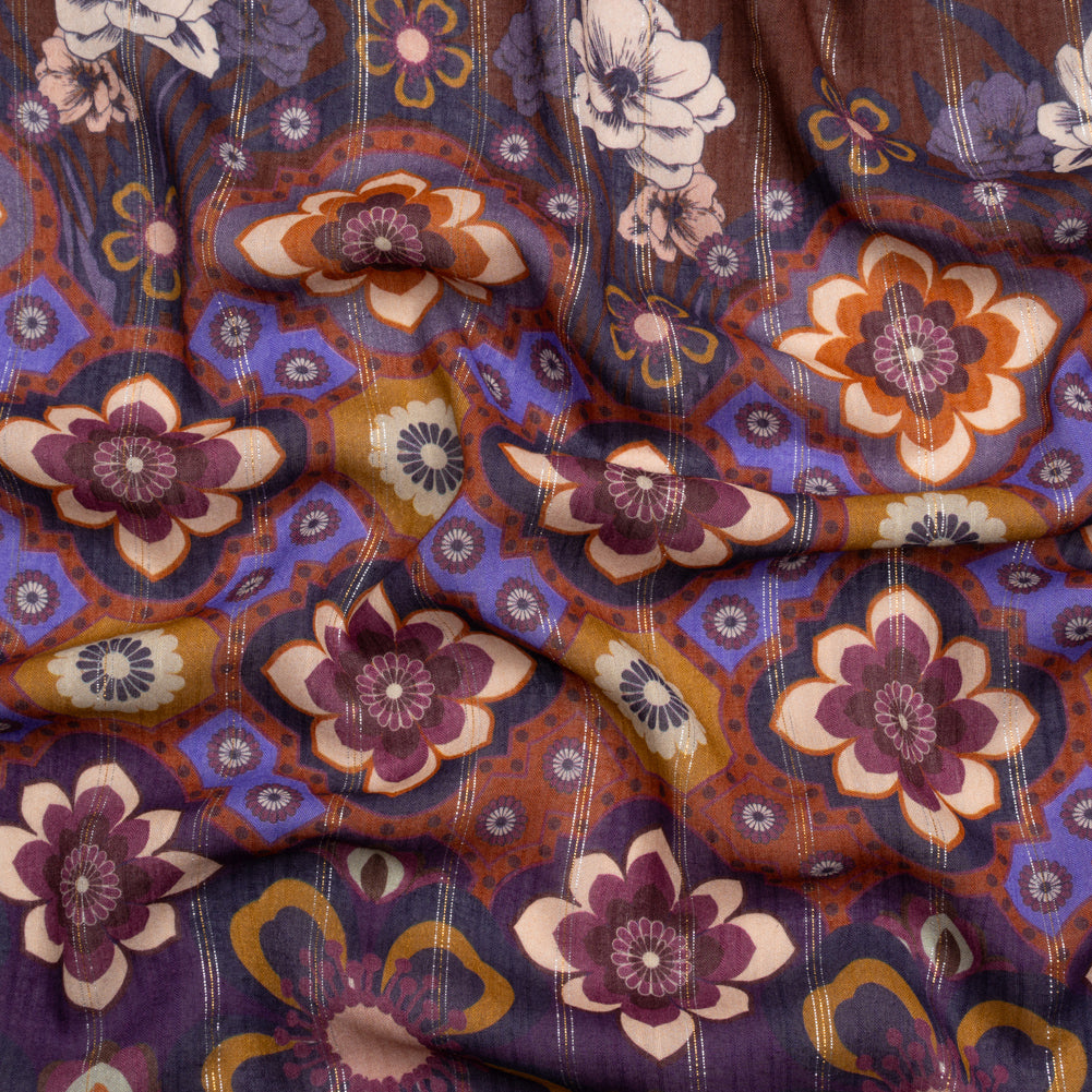 Mood Exclusive Burnt Orange Petal Plaza Metallic Pinstriped Viscose Dobby - Joann Fabrics
