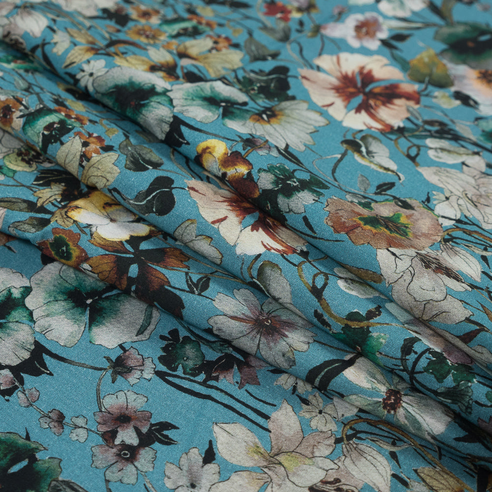 Cotton Voile - Blue Floral - Passing of Adonis Print - Mood Exclusive Gaia Collection - Joann Fabrics