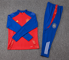 2024-2025 Spain Half-Pull Training Suit Red Football Shirt Set