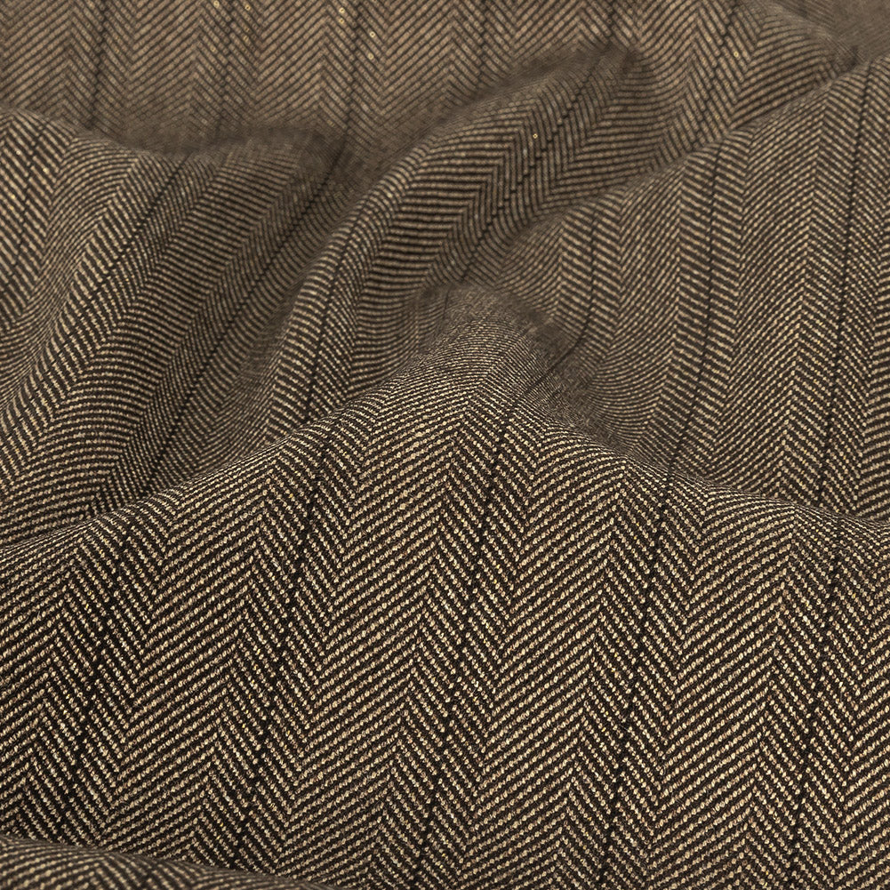 Brown and Chinchilla Metallic Herringbone Striped Polyester Suiting - Joann Fabrics