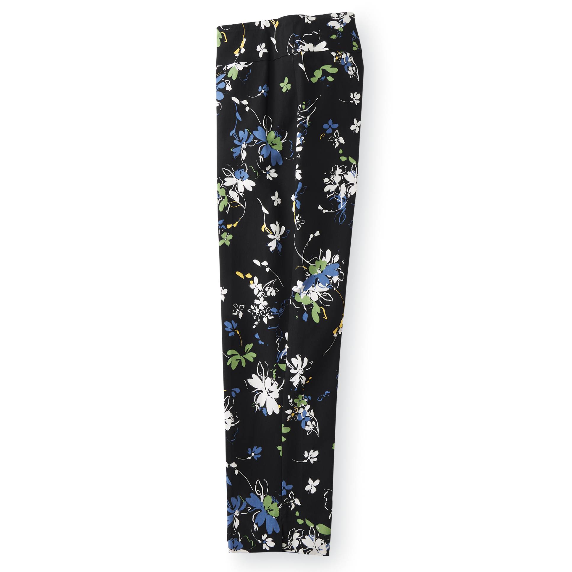 Scattered Floral Ankle Pant, Tummy Control, Wide Waistband, Pull-On - Northstyle Catalog