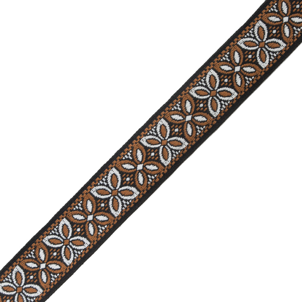 Brown, Black and White German Jacquard Ribbon - 1.375