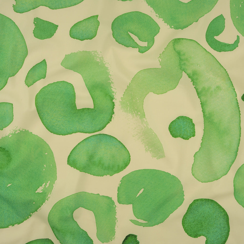Stretch Cotton Poplin Print - Green Ash and Cream Abstract Spots - Mood Exclusive Painter's Polka - Joann Fabrics