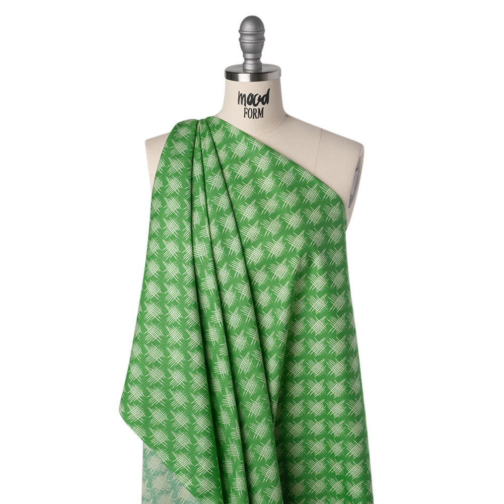 Printed Quilting Cotton by Heather Bailey for FIGO Studio - Jade Woven Grid Lines- Pop Sugar Collection - Joann Fabrics