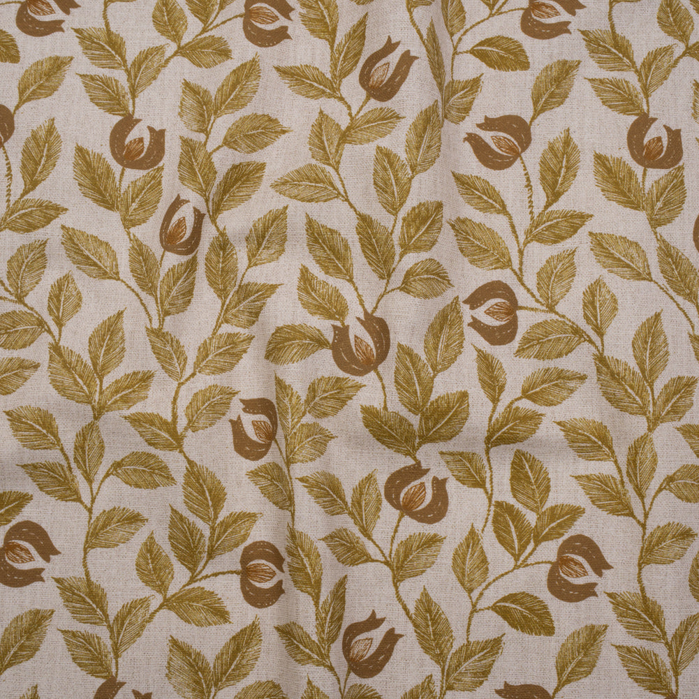 Printed Cotton Canvas - Maize Budding Flowers and Leaves - British Imported - Joann Fabrics