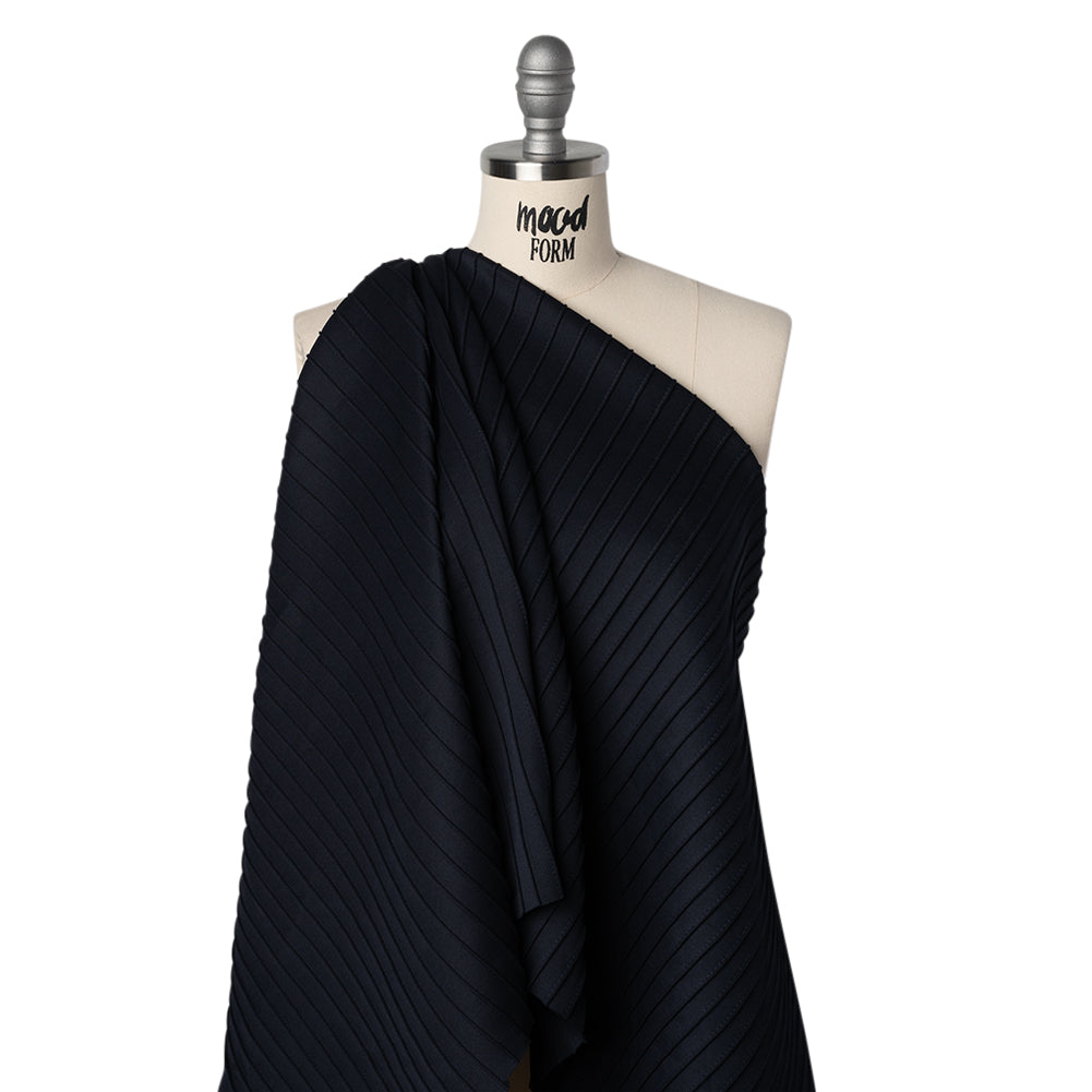 Pintucked Stretch Polyester Scuba Knit - Navy Blue - Designer Deadstock - Joann Fabrics