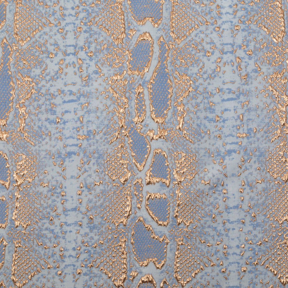 Metallic Gold and Periwinkle Reptilian Luxury Brocade - Joann Fabrics