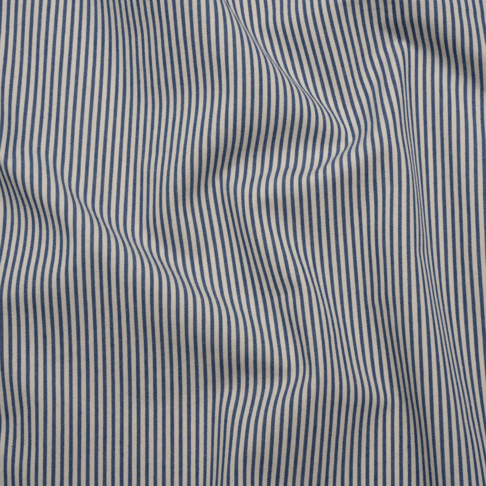 Cotton Woven - Off White and Blue Candy Stripes - Deadstock - Joann Fabrics