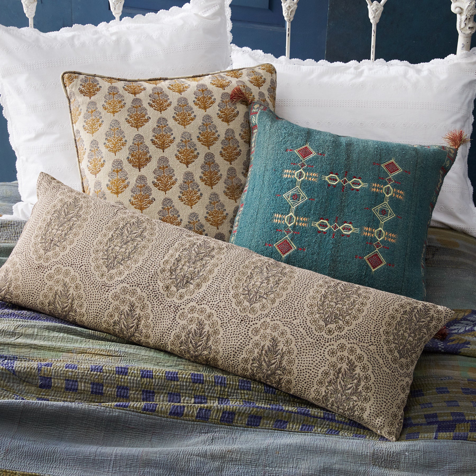 Marigold Bloom Block Print Pillow - Blair Catalog