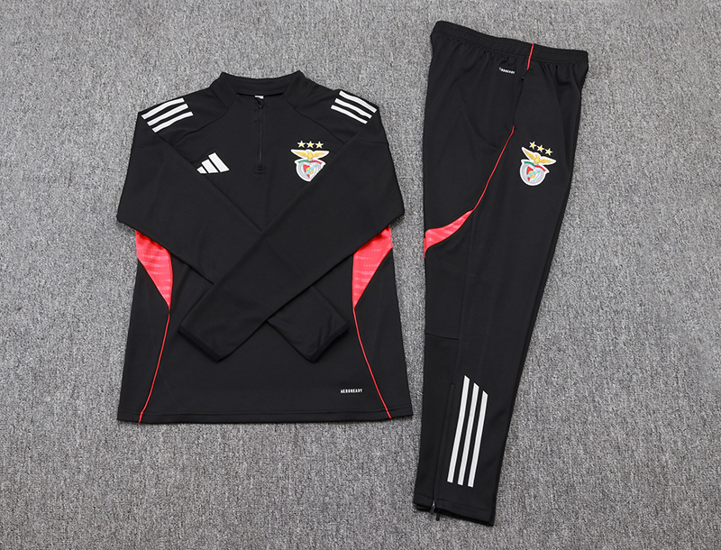 2025/2026 Benfica Half-Pull Training Suit Black Football Shirt 1:1 Thai Quality Set