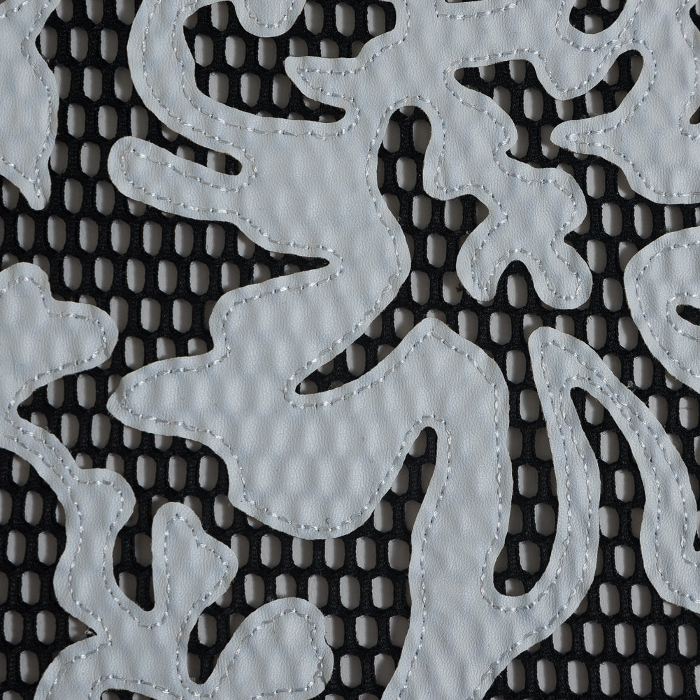 Wonder Mesh with Floral Faux Leather Embroidered Borders - Black and White - Joann Fabrics