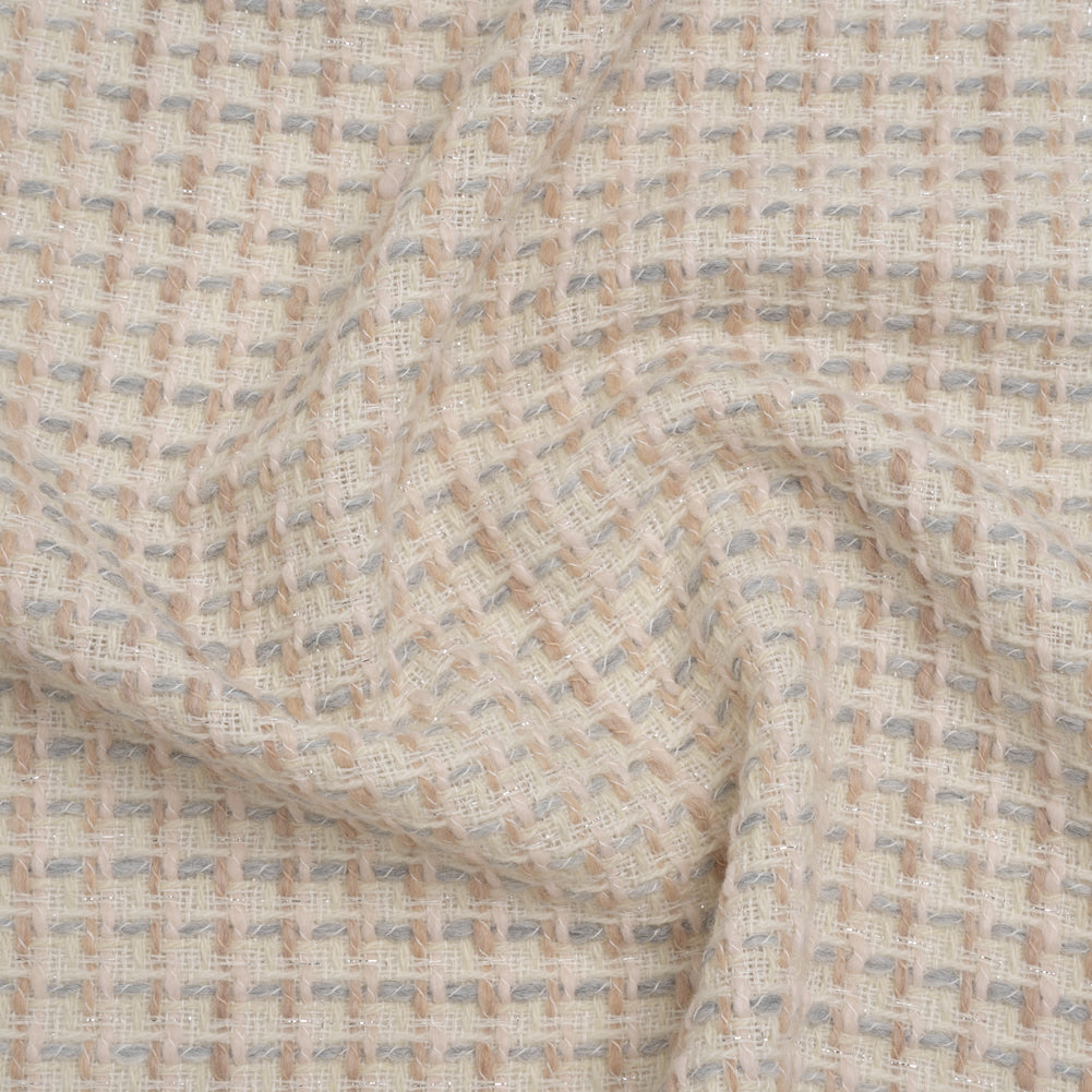 Metallic Wool Blend Tweed Made in Italy - Cream, Gray and Silver - Joann Fabrics