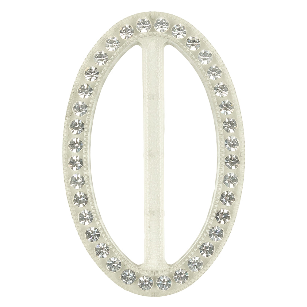 Vintage Crystal Rhinestones and Clear Oval Plastic Slider - 2.625