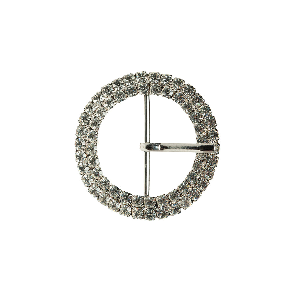 Swarovski Crystal and Silver Circular Two-Row Rhinestone Buckle - 2